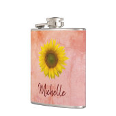 Zonnebloem Roze, rode roodroze maatkolf voor typog Heupfles (Links)