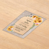Zonnebloem Roze Roos Bloemen Boog Huwelijksuitnodi Acryl Uitnodigingen (Laagn)