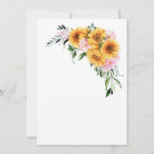 Zonnebloem Roze Roos Trouwen Save The Date (Achterkant)