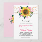 Zonnebloem Roze Roos Ventilatorlicht Bindend Kaart (Voorkant / Achterkant)