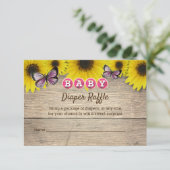 Zonnebloem Roze Vlinder Baby shower Luier Raffle Informatiekaartje (Staand voorkant)