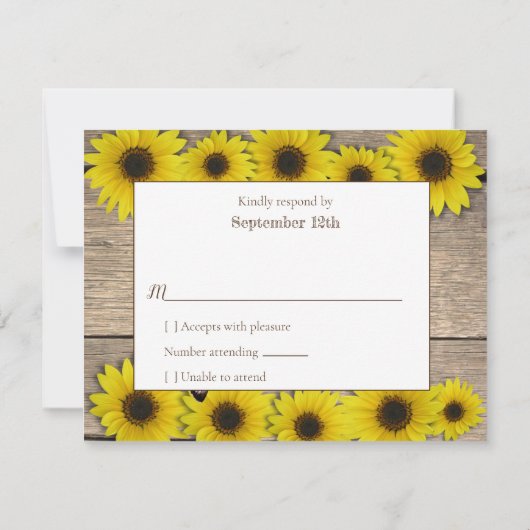 Zonnebloem Roze Vlinder Baby shower RSVP (Achterkant)