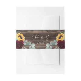 Zonnebloem Rozen Barn Wood Rustic Wedding Uitnodigingen Wikkel