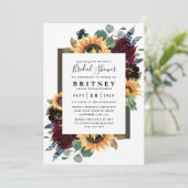 Zonnebloem Rozen Bourgogne Navy Blue Vrijgezellenf Kaart (Staand voorkant)