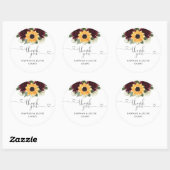 Zonnebloem Rozen bruiloft Dank u gunst Ronde Sticker (Vel)