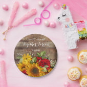 Zonnebloem & Rozen Bruiloft Party Borden Papieren Bordje (Feest)