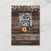 Zonnebloem Rozen Bruiloft QR Code RSVP Informatiekaartje (Voorkant)