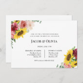 Zonnebloem Rozen bruiloft repetitie diner uitnodig Kaart (Voorkant / Achterkant)