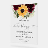 Zonnebloem Rozen bruiloft welkom Acryl Bord (Hoek)