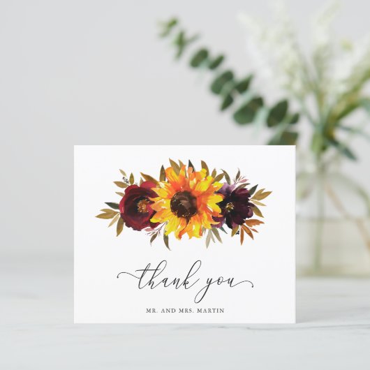 Zonnebloem Rozen budget Weddenschap Hartelijk dank (Staand voorkant)