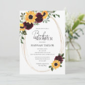 Zonnebloem Rozen Burgundy Floral Baby shower Kaart (Staand voorkant)