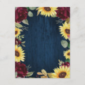 Zonnebloem Rozen Burgundy Red en Navy Blue Weddens Informatiekaartje (Achterkant)