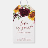 Zonnebloem Rozen Burgundy Vrijgezellenfeest Snoep  Cadeaulabel (Voorkant)