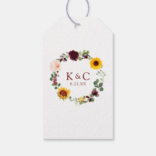 Zonnebloem Rozen Burgundy Vrijgezellenfeest Snoep  Cadeaulabel (Achterkant)