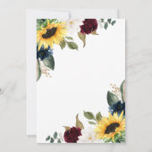 Zonnebloem-Rozen en Magnolia Rustic Therewdding Kaart (Achterkant)