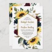 Zonnebloem-Rozen en Magnolia Rustic Therewdding Kaart (Voorkant / Achterkant)