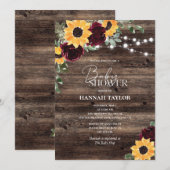 Zonnebloem Rozen Floral houten Baby shower Kaart (Voorkant / Achterkant)