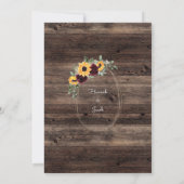 Zonnebloem Rozen Foto Barn Wood Rustic Wedding Save The Date (Achterkant)