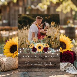Zonnebloem Rozen Foto Barn Wood Rustic Wedding Save The Date