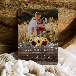 Zonnebloem Rozen Foto Barn Wood Rustic Wedding Save The Date