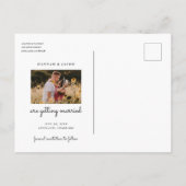 Zonnebloem Rozen Foto Hout Save the Date Wedding Aankondigingskaart (Achterkant)