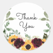 Zonnebloem Rozen Greenery Hartelijk dank Ronde Sticker (Voorkant)