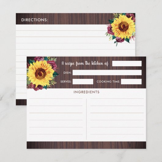 Zonnebloem Rozen hout Informatiekaartje (Voorkant / Achterkant)