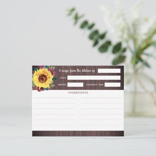 Zonnebloem Rozen hout Informatiekaartje (Staand voorkant)