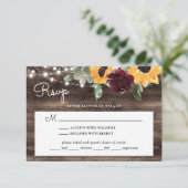 Zonnebloem Rozen Hout met keuzevrijheid voor maalt RSVP Kaartje (Staand voorkant)