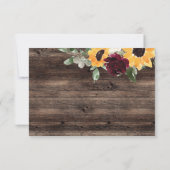 Zonnebloem Rozen Hout met keuzevrijheid voor maalt RSVP Kaartje (Achterkant)