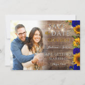 Zonnebloem Rozen Landelijke Rustieke Foto Save the Save The Date (Voorkant)