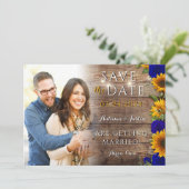 Zonnebloem Rozen Landelijke Rustieke Foto Save the Save The Date (Staand voorkant)