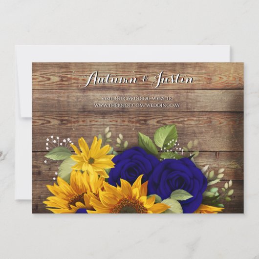 Zonnebloem Rozen Landelijke Rustieke Foto Save the Save The Date (Achterkant)