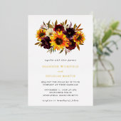 Zonnebloem Rozen Paars Rustic Fall Weddenschap Gol Folie Uitnodiging (Staand Voorkant)