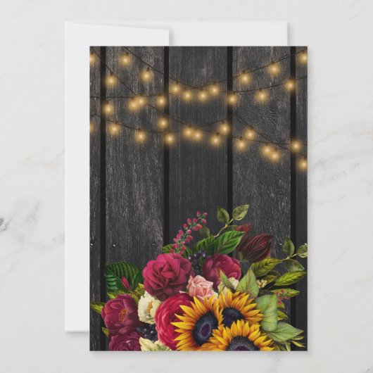 Zonnebloem rozen, plattelandshout kaart (Achterkant)