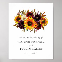 Zonnebloem Rozen Robuust Floral Fall Weddenschap W Poster