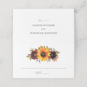 Zonnebloem Rozen Rood Paars Rustic Fall Weddenscha Plaatskaartje (Buitenkant ongevouwen)