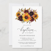 Zonnebloem Rozen Rood Paars Rustige Herfst Baptism Kaart (Voorkant)