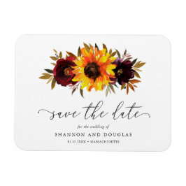 Zonnebloem Rozen Rustic Fall Wedding Save the Date Magneet