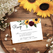 Zonnebloem Rozen Rustic Weddenschap met keuzevrijh RSVP Kaartje