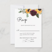 Zonnebloem Rozen Rustic Weddenschap met keuzevrijh RSVP Kaartje (Voorkant)
