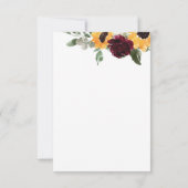 Zonnebloem Rozen Rustic Weddenschap met keuzevrijh RSVP Kaartje (Achterkant)