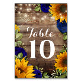 Zonnebloem Rozen Rustic Wedding Table Numbers Kaart (Achterkant)