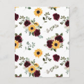 Zonnebloem Rozen rustieke bruiloft Details Informatiekaartje (Achterkant)