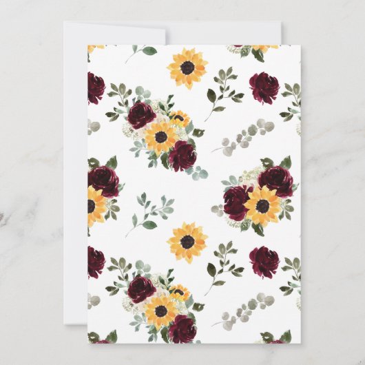 Zonnebloem Rozen rustieke bruiloft Save The Date (Achterkant)