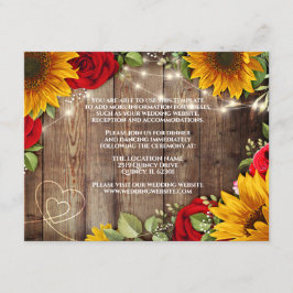 Zonnebloem & Rozen Rustieke Trouwdetails Kaart