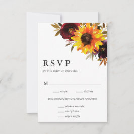 Zonnebloem Rozen Rustige Herfst RSVP Kaartje
