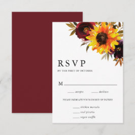 Zonnebloem Rozen Rustige Herfst RSVP Kaartje