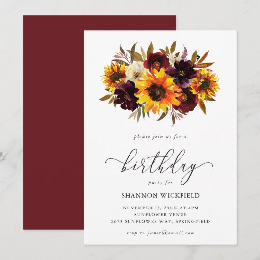 Zonnebloem Rozen Rustige Herfst Voman Birthday Par Kaart (Voorkant / Achterkant)