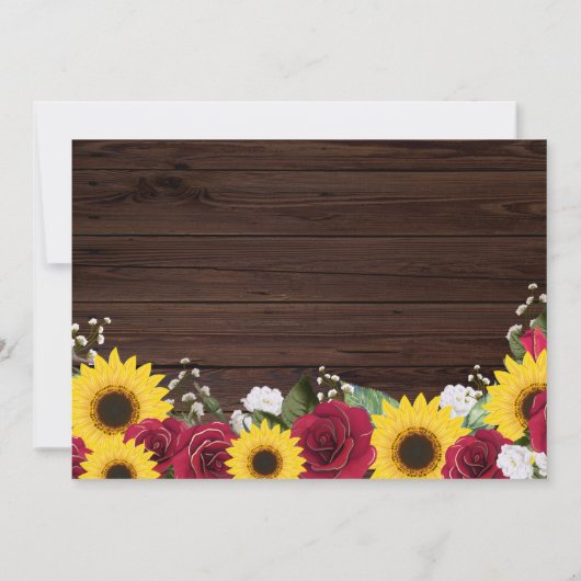 Zonnebloem Rozen Rustige Vrijgezellenfeest Dress Kaart (Achterkant)